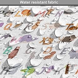Ambesonne Alphabet Fabric by The Yard, Pattern of