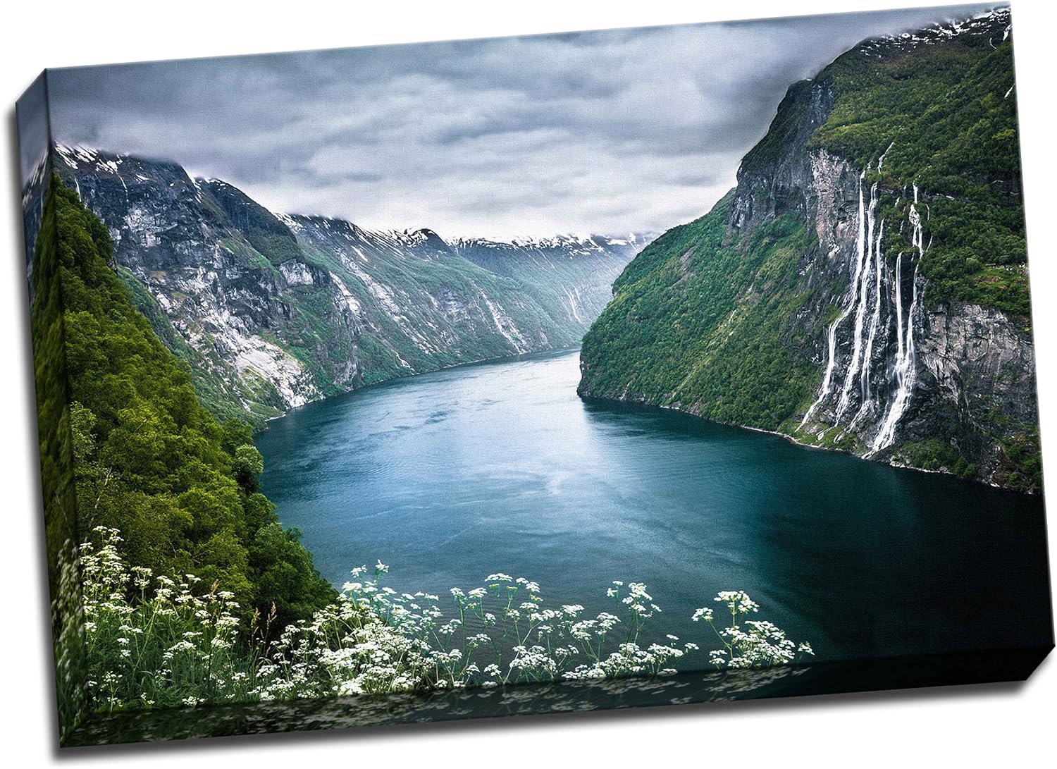 Landscape Canvas Large Norway Fjord Scenic Landscape Framed Print Wall