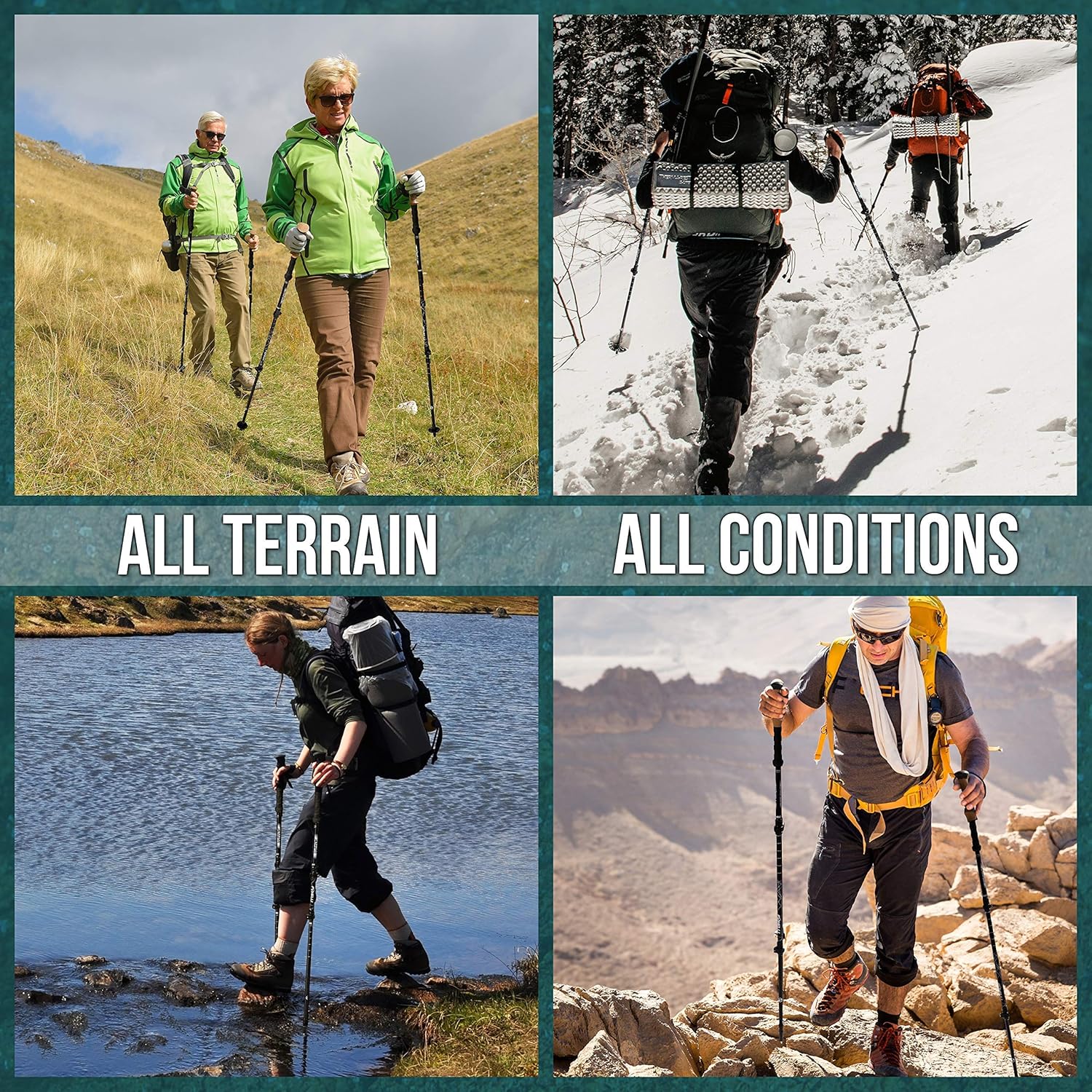 Foxelli Folding Trekking Poles – Ultra Compact, Lightweight & Durable Aluminum 7075 Collapsible Hiking Poles with Natural Cork Grips, Quick Locks, 4 Season All Terrain Accessories & Carrying Bag : Sports & Outdoors