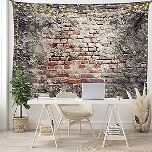 Lunarable Brick Wall Tapestry Worn Weathered Stucco Vintage Grungy Retro Illustration Print Fabric Wall Hanging Decor For Bedroom Living Room Dorm 23 X 28 Tile Red Black Grey 服裝 鞋子和珠寶 Amazon Com