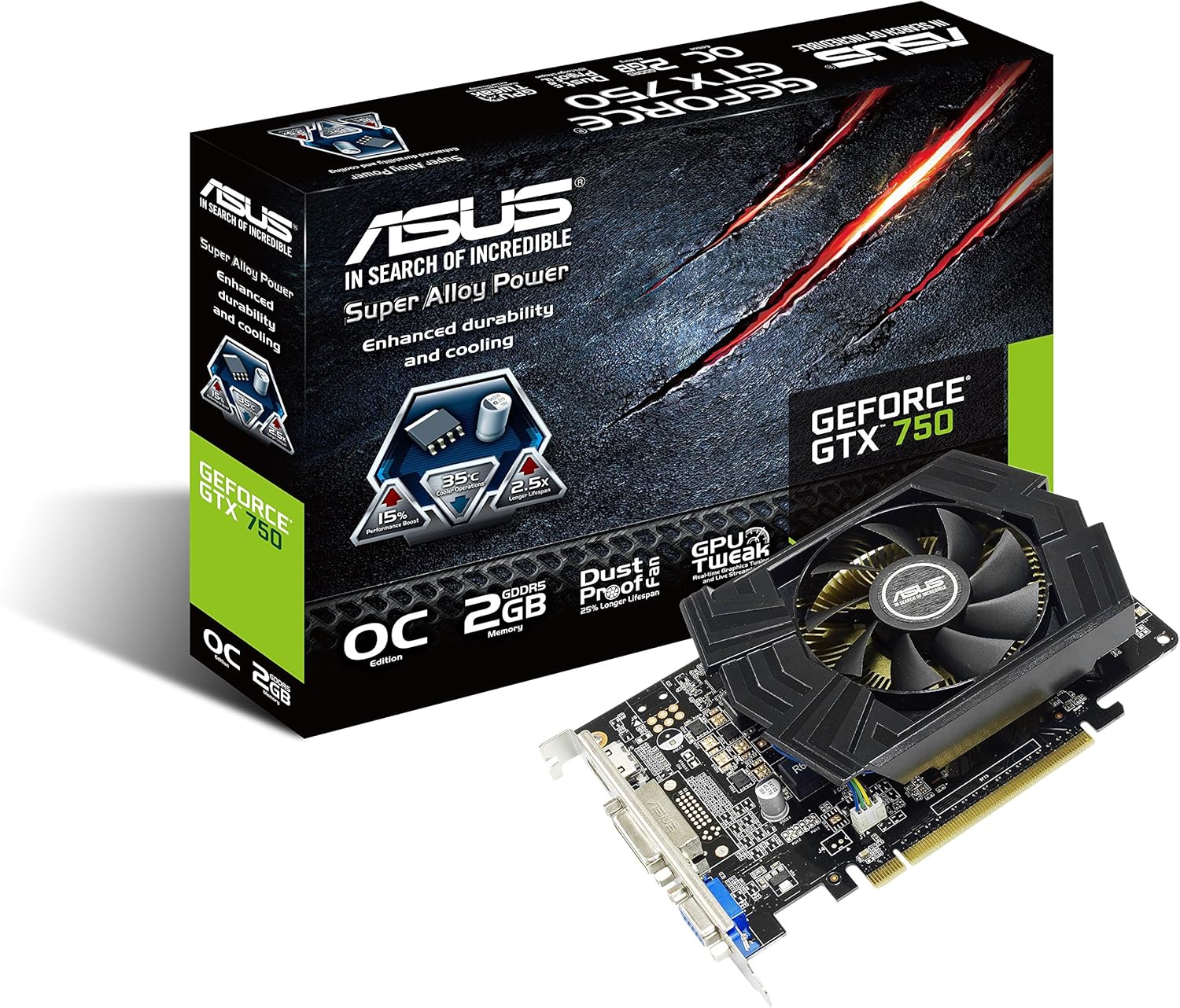 Asus GeForce GTX 750 GTX750-PHOC-2GD5, 2GB, Nero: Amazon.it: Informatica