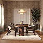 Rugs USA x Carmeon Hamilton Striped 5' x 8' Wool Area Rug for Living Room Bedroom Dining Room, Ivory
