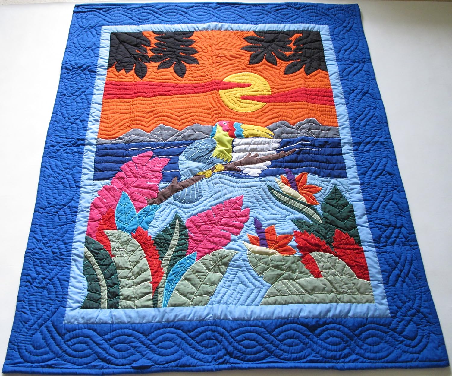 Hawaiian Quilt Baby Blanket/Wall Hanging, Hand Quilted and