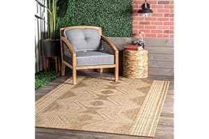 nuLOOM 4x6 Outdoor/Indoor Ranya Tribal Area Rug, Light Brown, Geometric Design, Stain Resistant, Highly Durable, For Patio, Balcony, Bedroom, Dining Room, Living Room, Bathroom