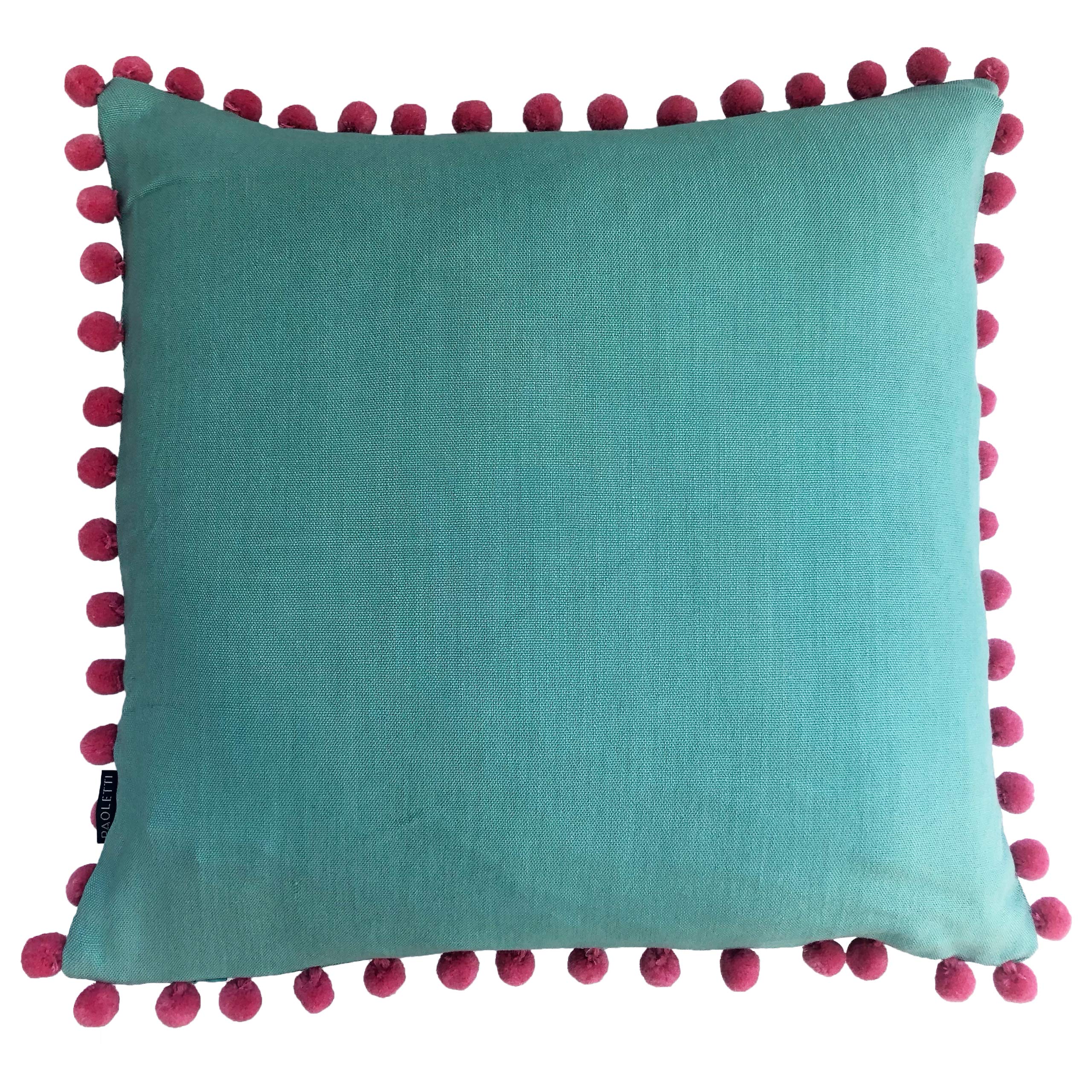 Riva Home Mardi Gras Polyester Filled Cushion, Viscose, Aqua/Fuchsia