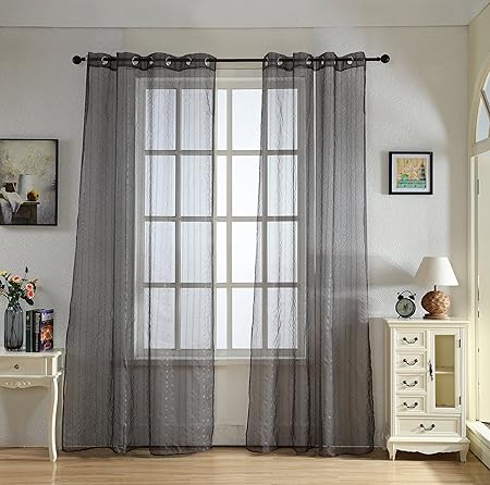 Merrylife Decorative Silver Sheer Curtains With Grommets 2