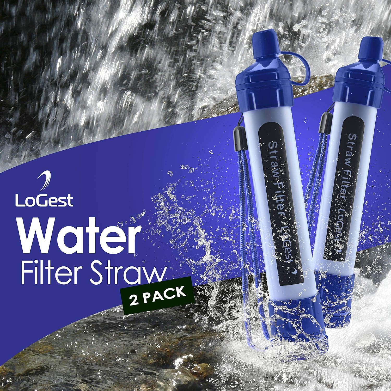 2 Pack Water Filter Straw - Water Purifying Device - Portable Personal Water Filtration Survival - for Emergency Kits Outdoor Activities and Hiking - Water Filter Camping Travel Survival Backpacking : Sports & Outdoors