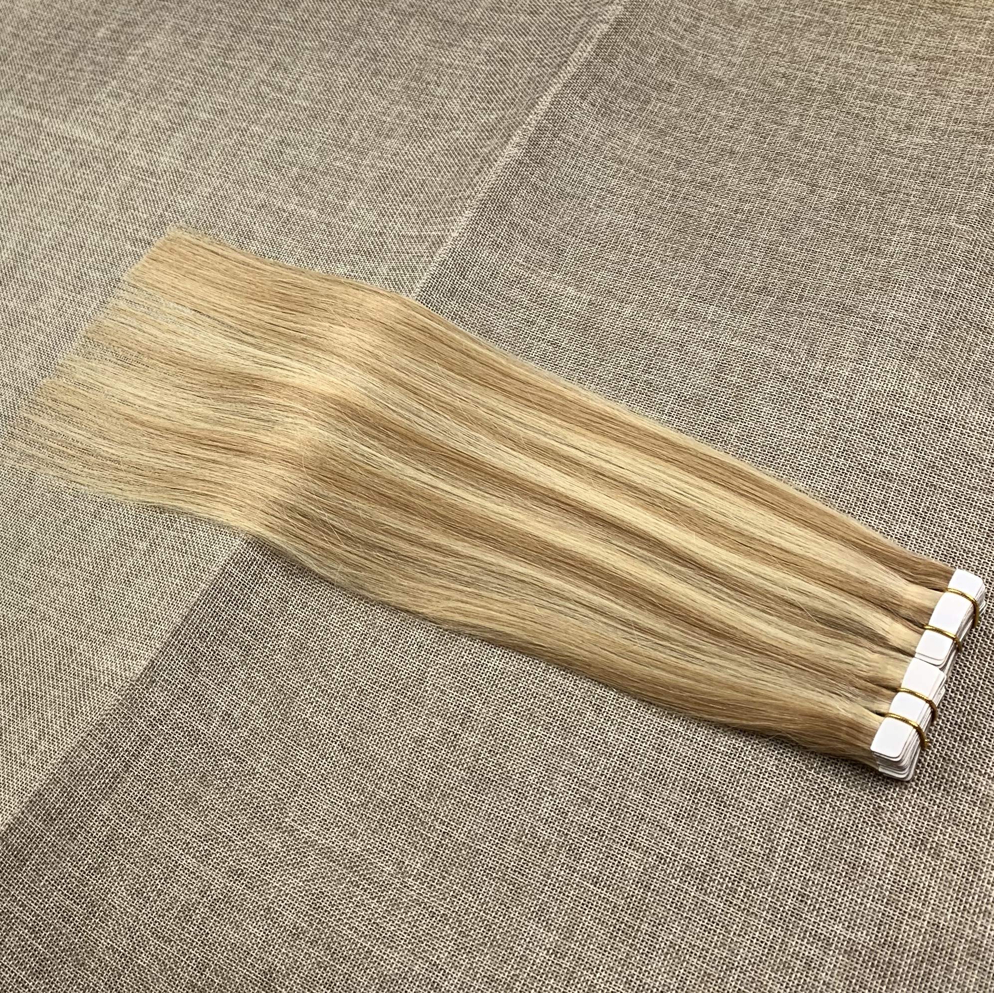 Komorebi #27/613 Honey Blonde And Bleach Blonde-20Inch Skin Weft Professional Hair Extensions Ombre Tape in Extensions Two-Town Colors 20Pcs 40 Gram Remy Hair Tape in Extensions