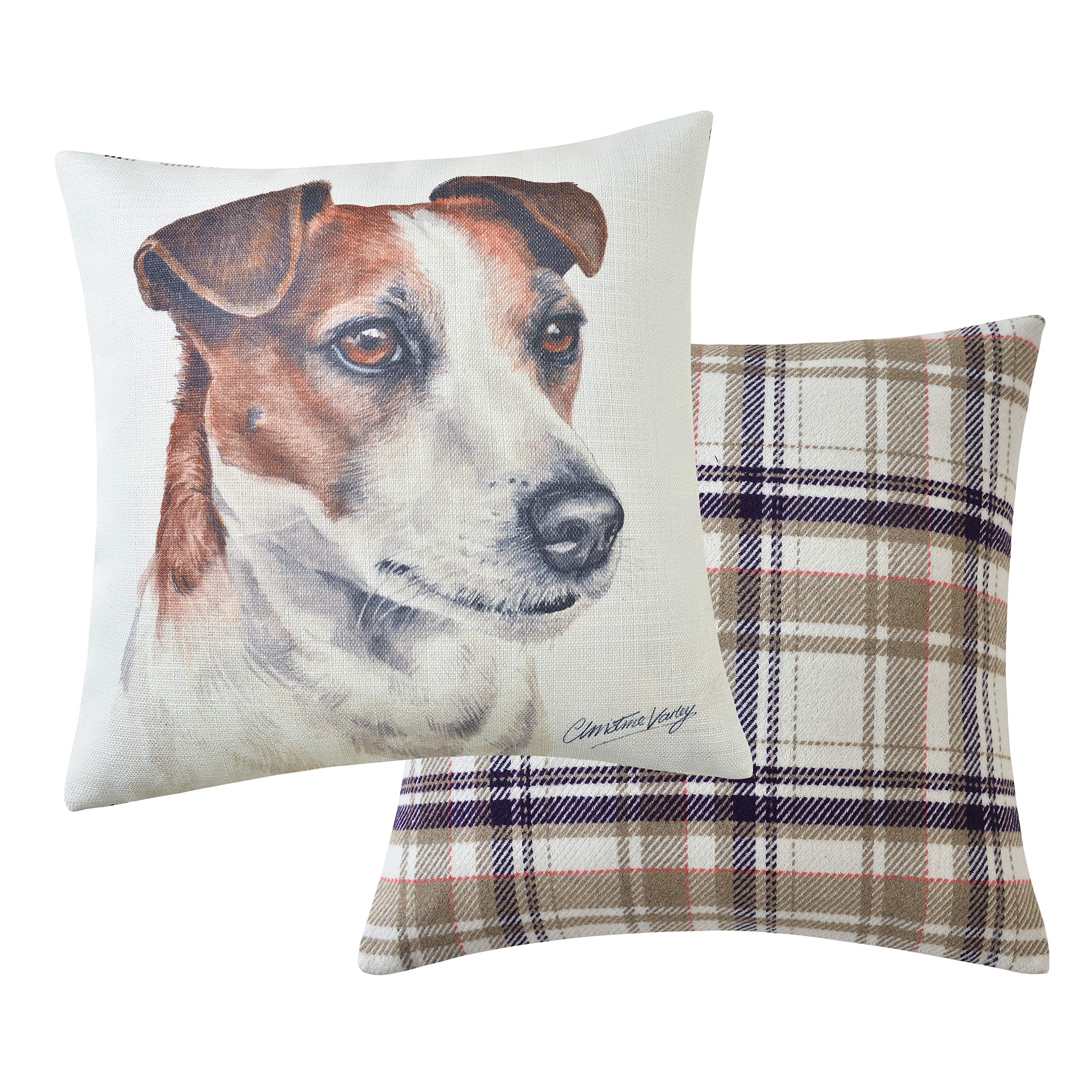 Viceni Maturi Jack Russel Filled Dog Cushion-43 x 43cm / 17 x 17-inch, Multi-Coloured, 43 x 43cm