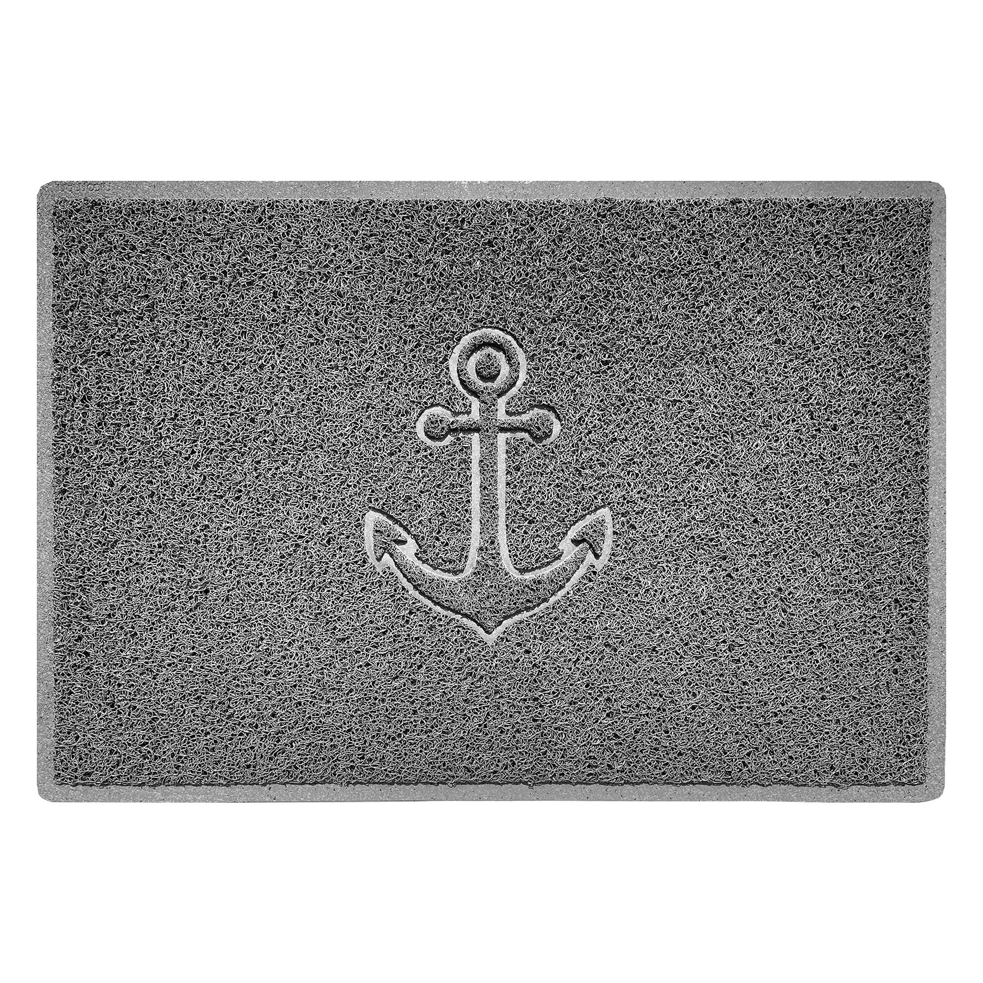 Nicoman Anchor Embossed Shape Door Mat Dirt-Trapper Washable Barrier Doormat-(Use Indoor or Sheltered Outdoor)-(90x60cm/3x2ft,Large) Grey