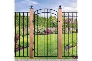 Nuvo Iron GGI0440 33" w x 68" h Garnet Ex. Rail Arched (Designed for Openings of 36" w) Gate, 33" x 68", Black
