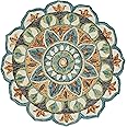 LR Home Dazzle Area Rug, 4' Round, Teal/Green