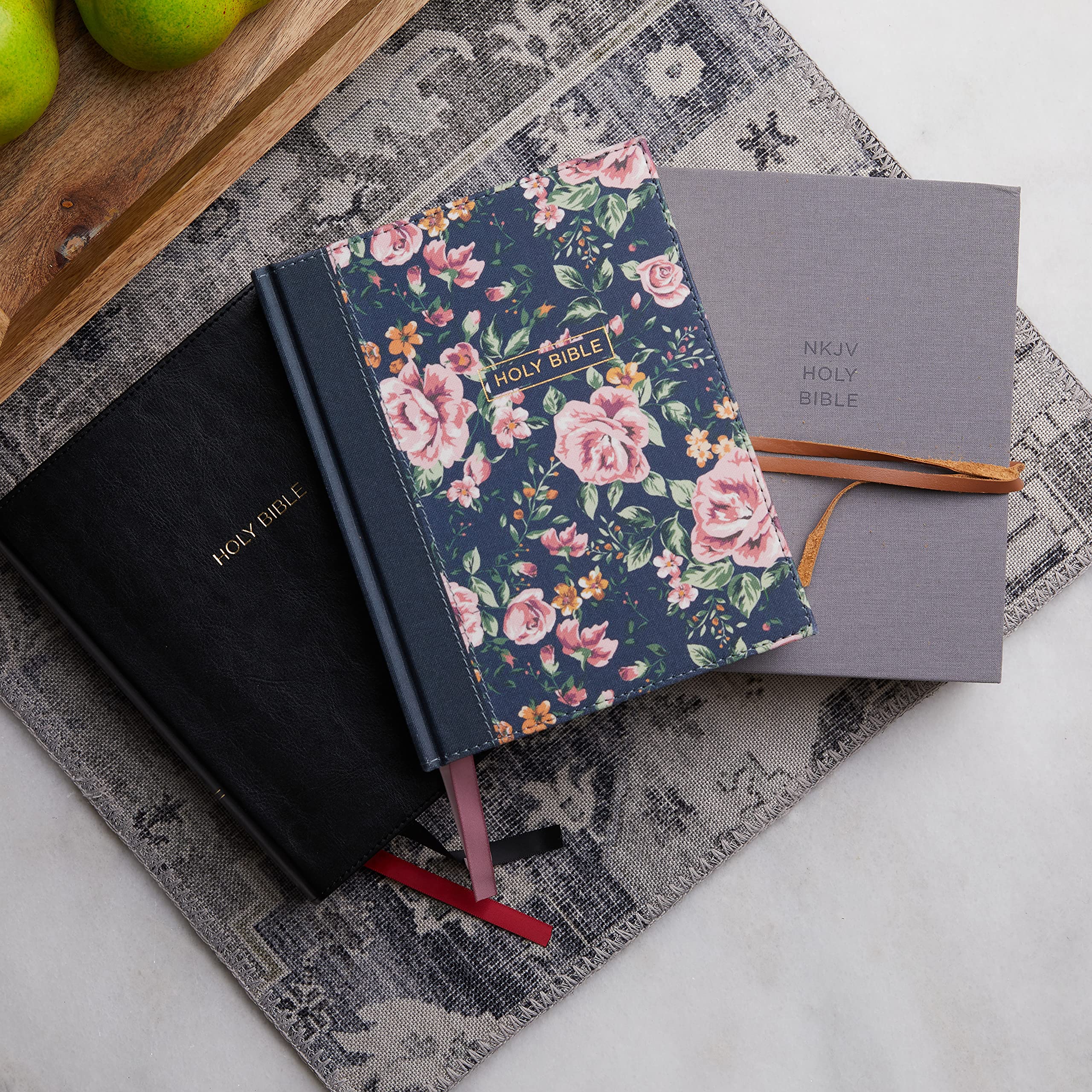 NKJV, Journal the Word Bible, Cloth over Board, Gray Floral, Red Letter, Comfort Print: Reflect, Journal, or Create Art Next to Your Favorite Verses NKJV, Journal the Word Bible, Cloth over Board, Gray Floral, Red Letter, Comfort Print: Reflect, Journal, or Create Art Next to Your Favorite Verses Hardcover