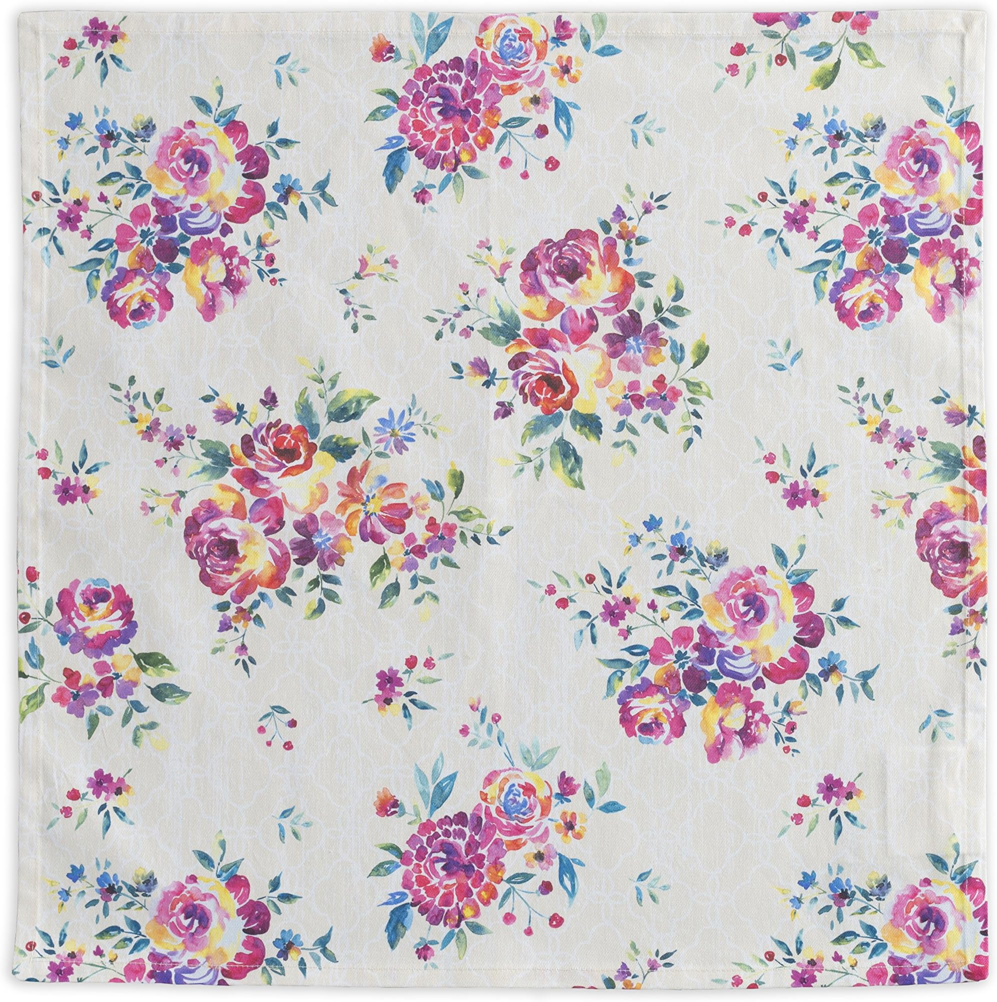 Maison d' Hermine Rose Garden Bundle Set 100% Cotton Set of 4 Napkins (20 Inch by 20 Inch) and Set of 4 Place Mats (13 Inch by 19 Inch)