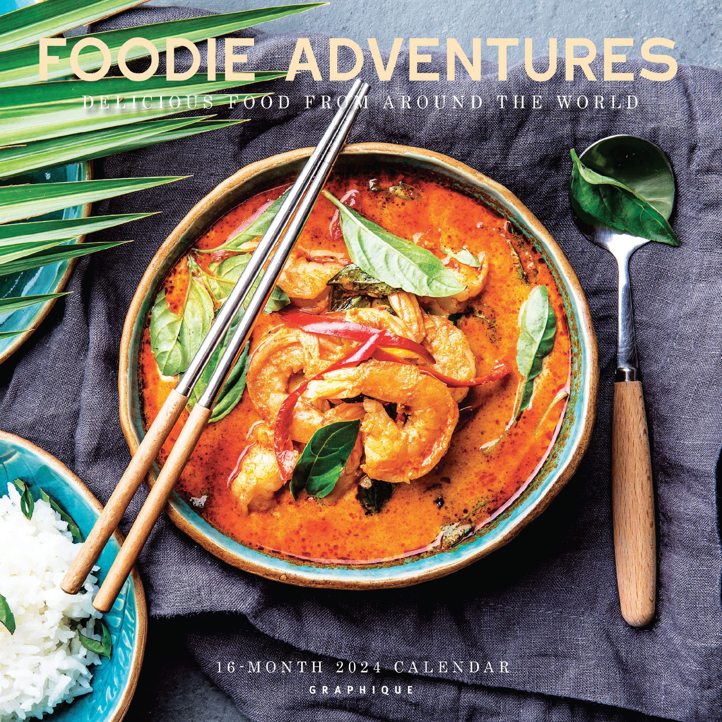 Graphique 2024 Foodie Adventures Wall Calendar | 12” x 12” | Thick Paper | Home & Office Organizer | Large Monthly Grid | 3 Languages & Marked Holidays | 4 Month Preview Page for 2025