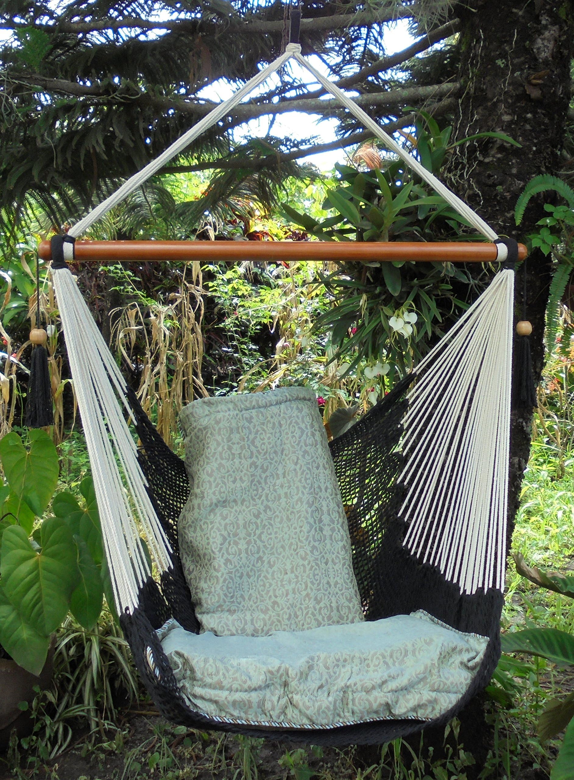Hammock Chair Cotton Black and Beige 100% Handmade/Indoor Outdoor Chair Hammock/Hanging Chair Swing/Nicaragua Hammock