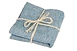 Green Foster Product Natural Soft Linen Flax Bath Towel, Blue