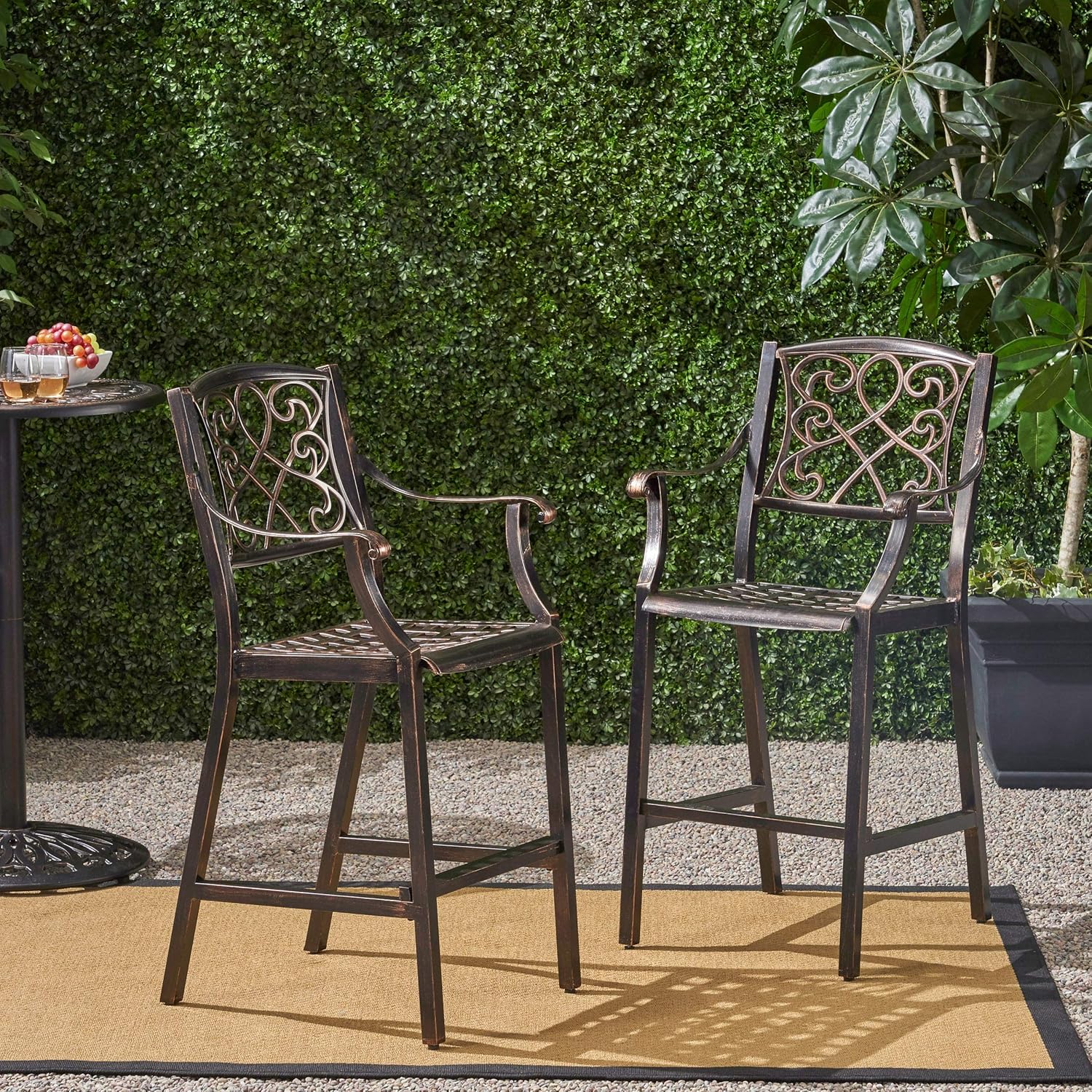Christopher Knight Home 308839 Irene Outdoor 28" Aluminum Barstool (Set of 2), Copper Finish: Garden & Outdoor