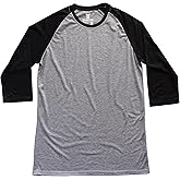 Men's Tall Slim-Fit Orginal Raglan 3/4 Sleeve Shirt, Soft Cotton Polyester Blend Long Tee