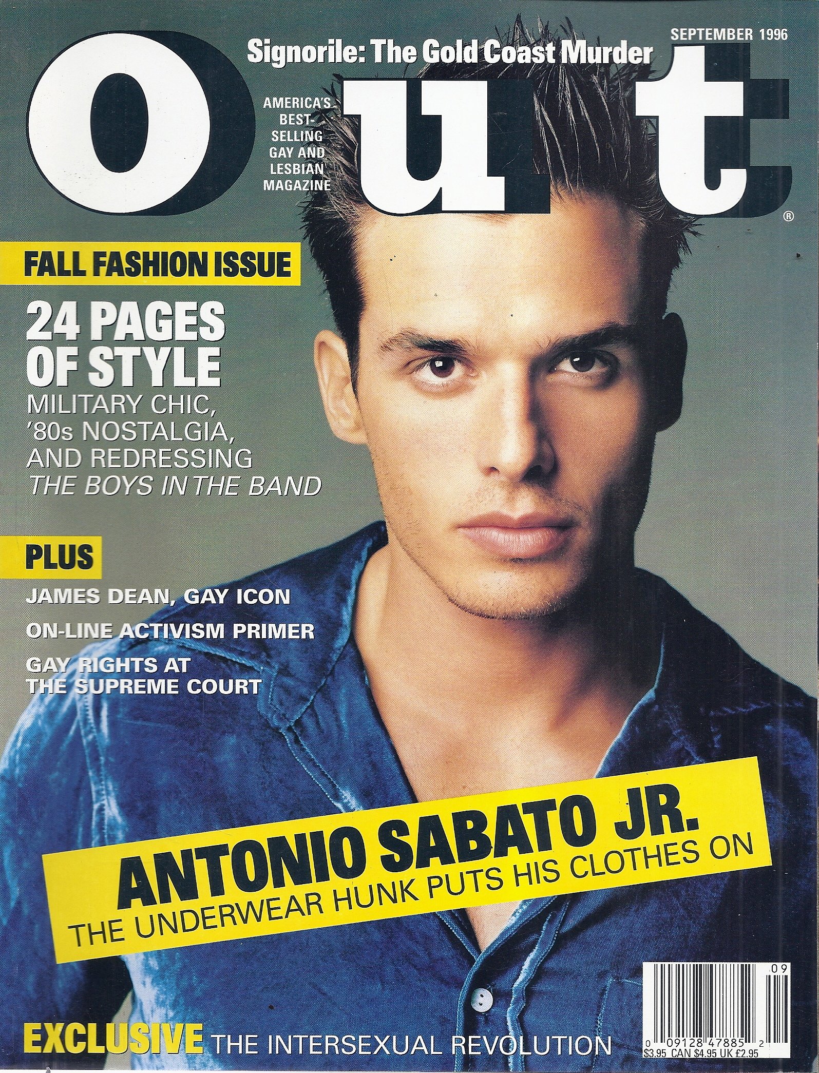 Out Magazine September 1996 Cover Antonio Sabato Jr V Amazon Com Books