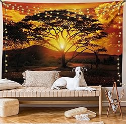 Lunarable Sunset Tapestry Twin Size, Majestic Tree