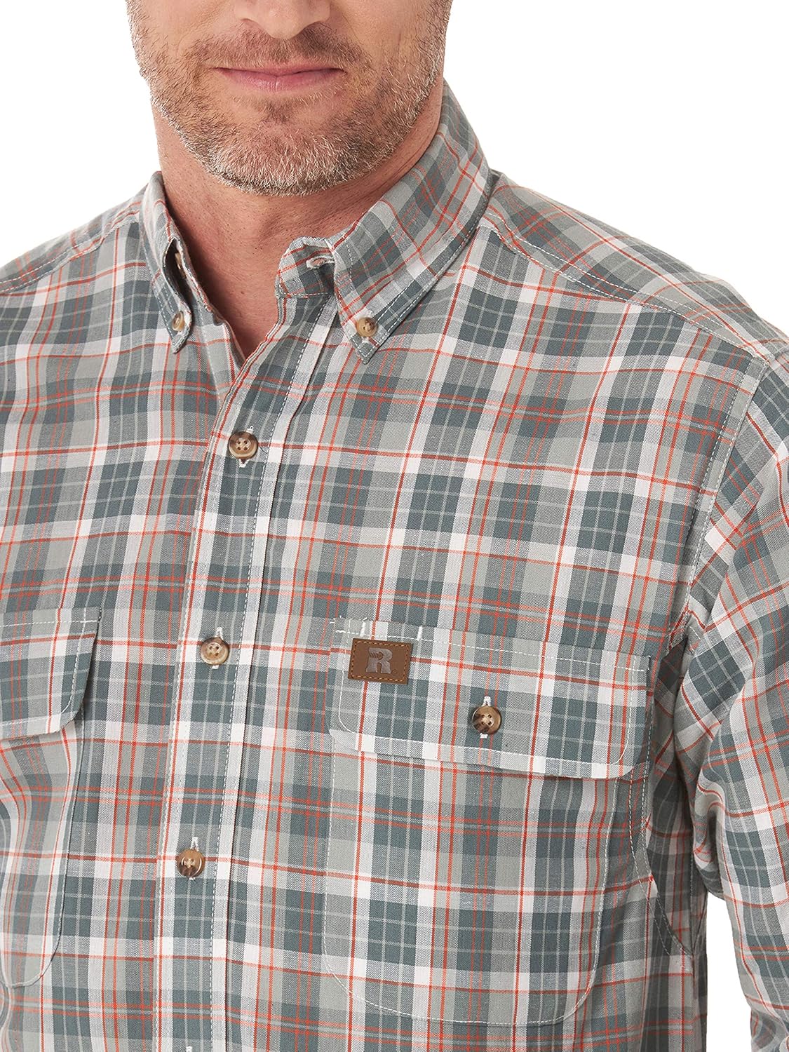 Wrangler Riggs Workwear Men's Long Sleeve Foreman Plaid Workshirt: Clothing