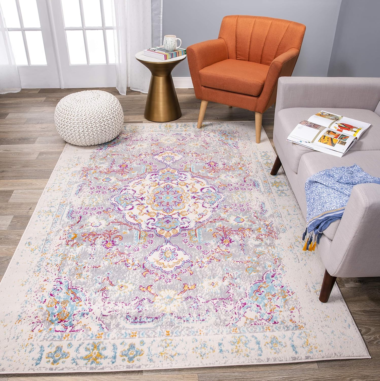 Vintage Oriental Bohemian Area Rug, 3'3" x 5', Gray Amazon.ca