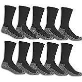 Fruit of the Loom Men’s Work Gear Cushioned Crew Socks 10 Pair