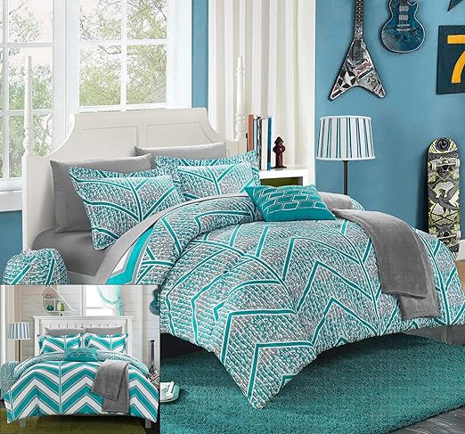 Amazon Com Chic Home 8 Piece Laredo Chevron And Geometric Printed