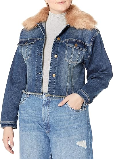 cropped denim jacket with fur