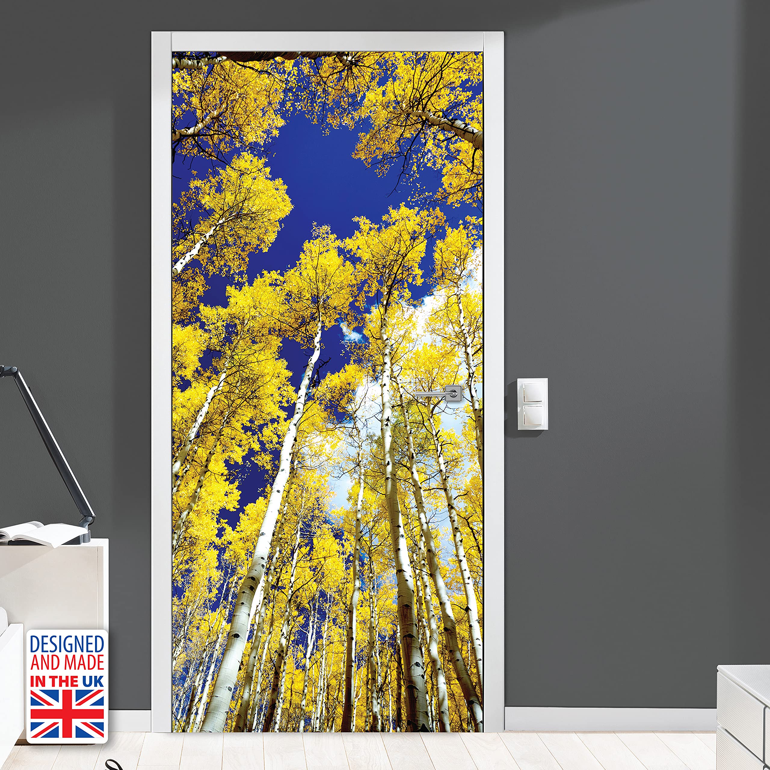 WALPLUS WD10026 Birch Sky Door Mural, Vinyl, Multi-Colour, 103 x 5.4 x 5.4 cm