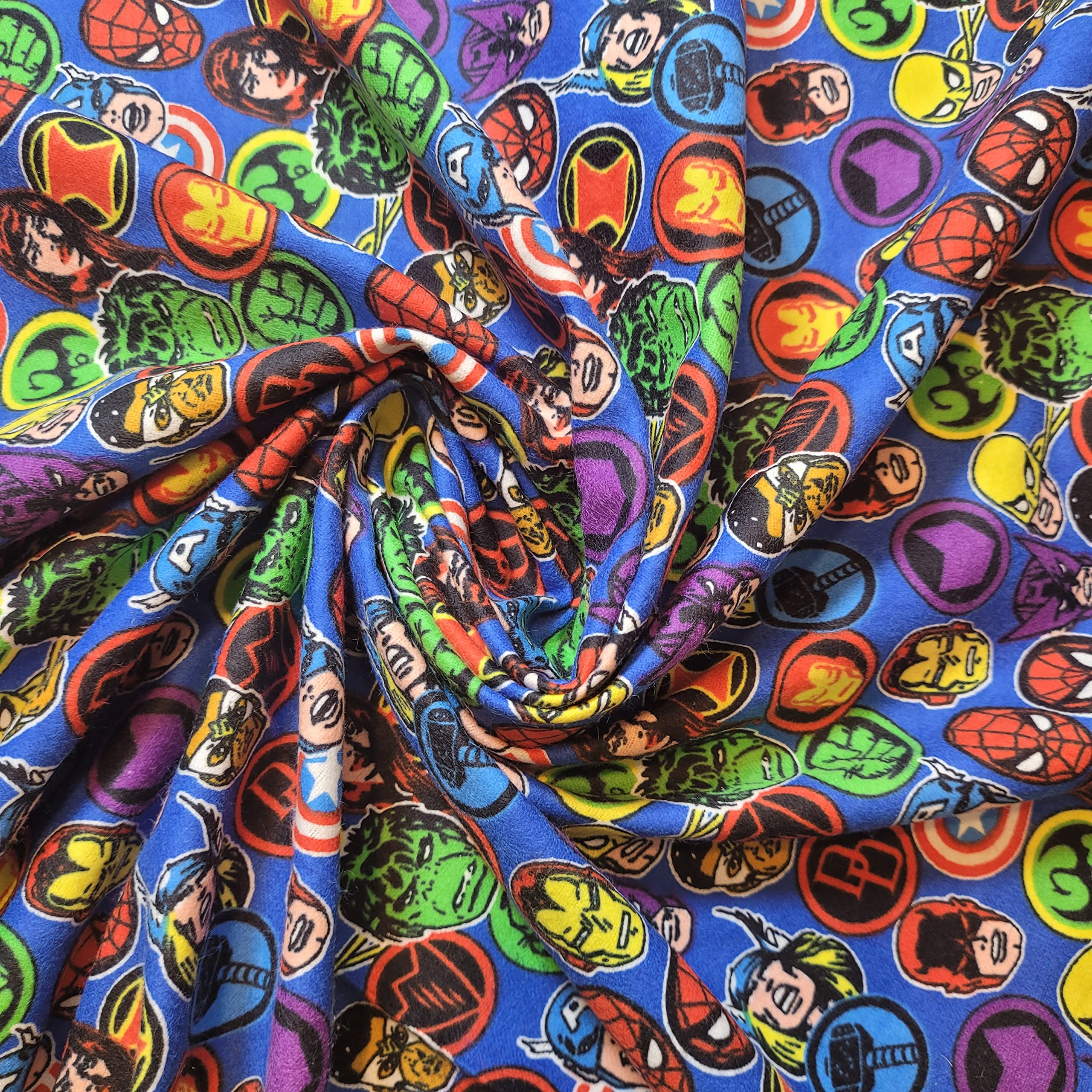 New 100% Brushed Cotton Flannel Fabric Tartan Winceyette Craft Dress Material 44" - 112 cm Wide Sold As 1 Meter Pre - Cut Lengths (Super Heroes)