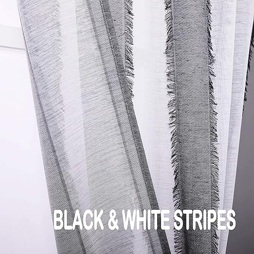 Amazon Com Fragrantex Stripe Curtains Black And White Sheer