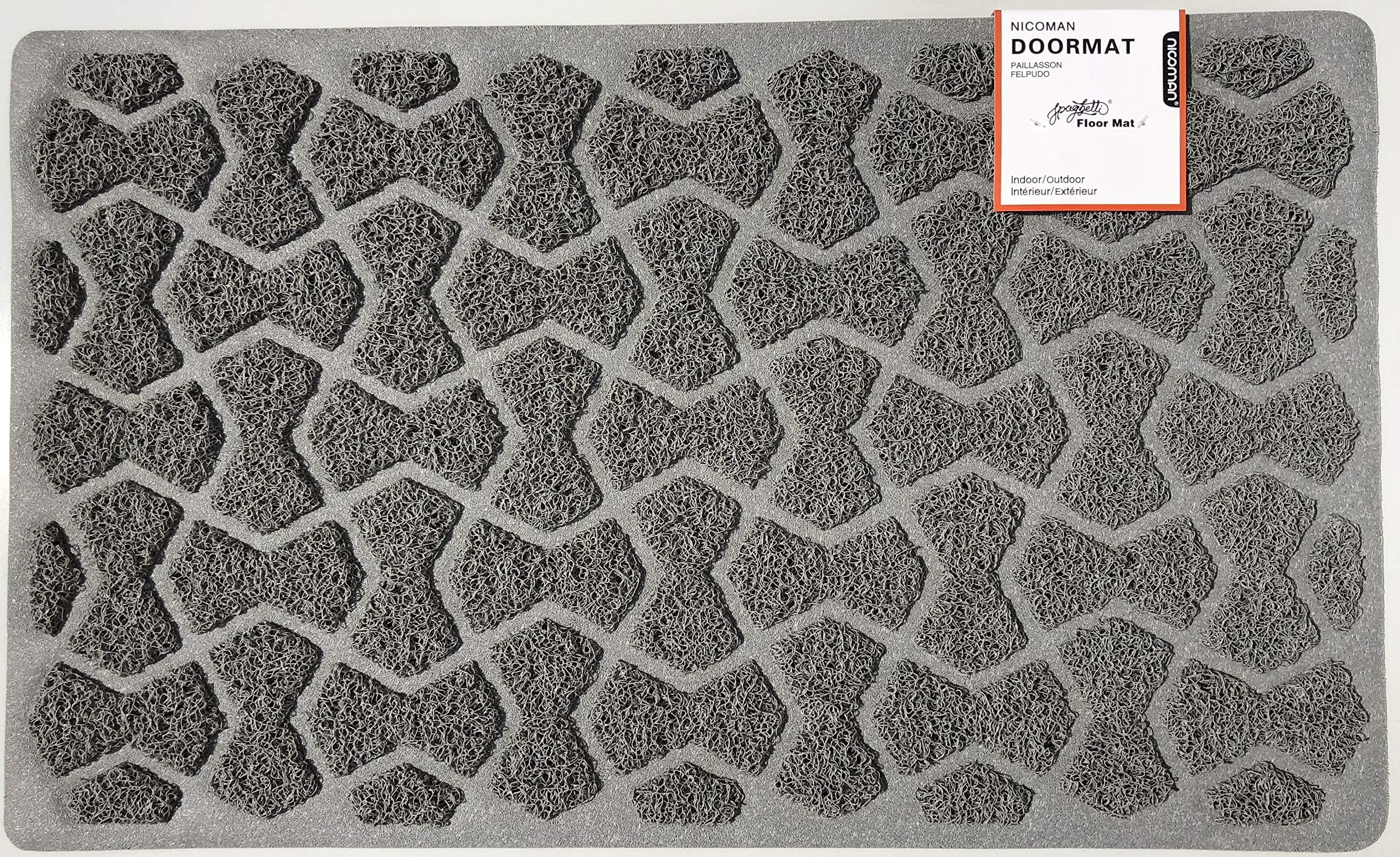 Nicoman Bow-Tie Shape Doormat｜Open Construction Drainage Mat｜For Outdoor Use ONLY(75x44cm, GREY, Use Outdoor Only)