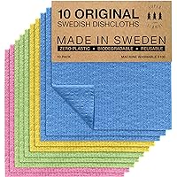 SUPERSCANDI Swedish Dish Clothes 10 Pack of Assorted Colors Reusable Compostable Kitchen Cloth Made in Sweden Cellulose Spong