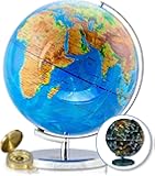 13 Inch Illuminated Globe by GetLifeBasics: Earth and Star Constellation Sphere Night Light for Office, Kid&rsquo;s Room, or Traveler plus Compass and Ebook