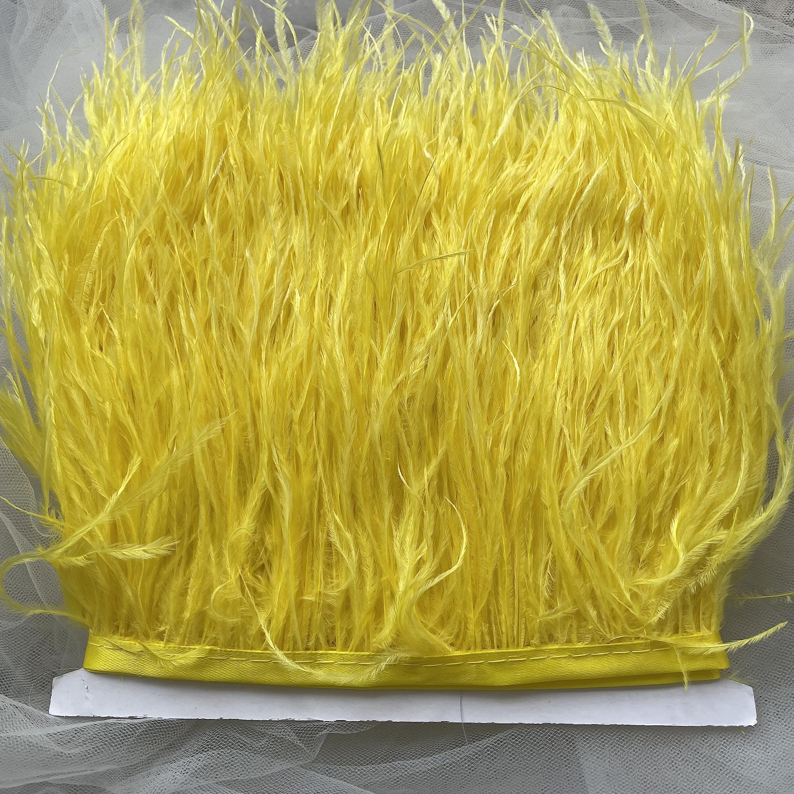 34 Colours Quality Ostrich Feather Trimming Fringe for Millinery Craft Dress Making (Yellow)