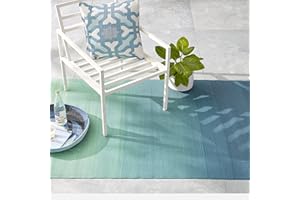 Fab Habitat Outdoor Rug - Waterproof, Fade Resistant, Crease-Free - Premium Recycled Plastic - Ombre - Patio, Porch, Deck, Balcony - Big Sur - Teal - 5 x 8 ft