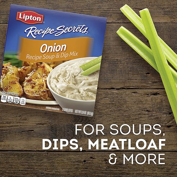 LIPTON RECIPE SECRETS SOUP AND DIP MIX FOR A DELICIOUS MEAL ONION GREAT WITH YOUR FAVORITE RECIPES, DIP OR SOUP MIX, 2 ENVELOPES, 2 OUNCE (PACK OF 1)