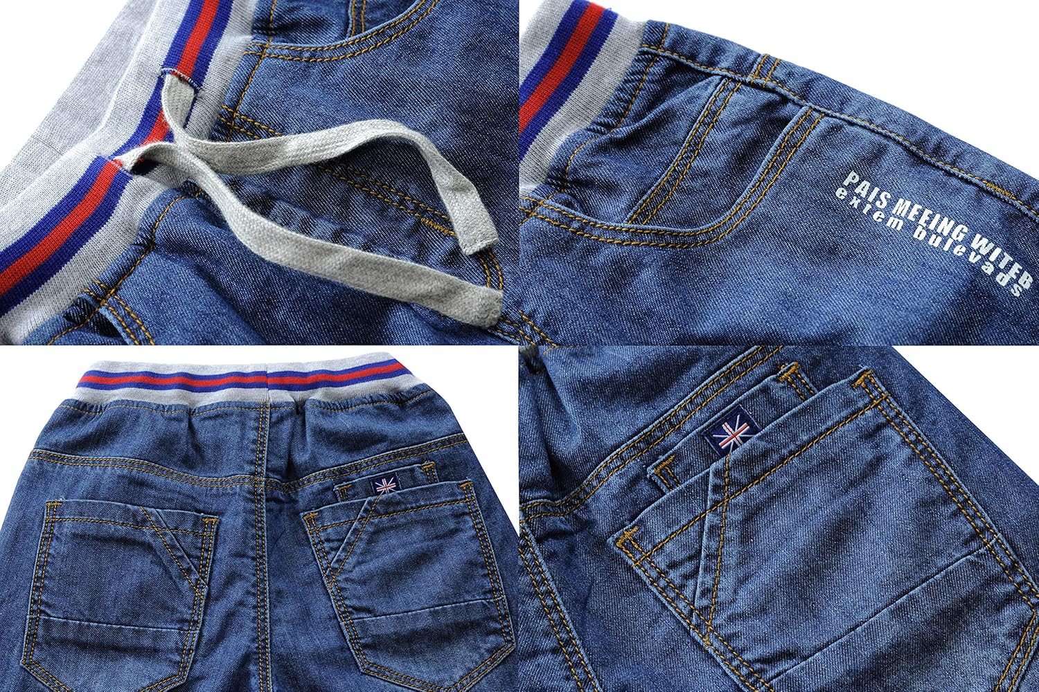 stretch denim capris elastic waist