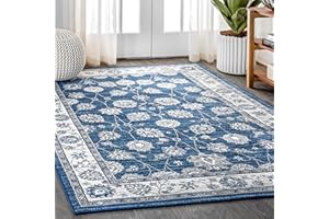 JONATHAN Y Modern Vintage Moroccan Traditional Navy/Light Gray Indoor Area Rug, 3x5, Country, Floral, Easy-Cleaning for Living Room, Bedroom, Kitchen, Pet Friendly, Non-Shedding (MDP101A-3)