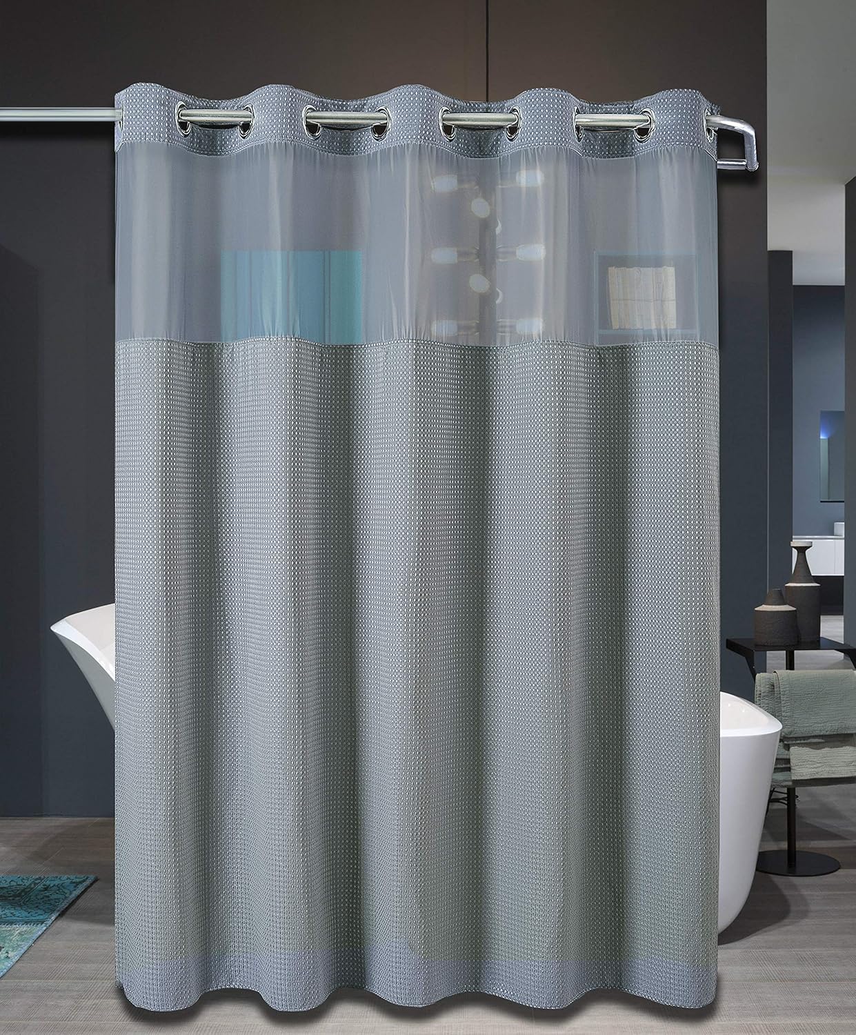 Amazon Com Conbo Mio Hookless Shower Curtain With Snap In Liner