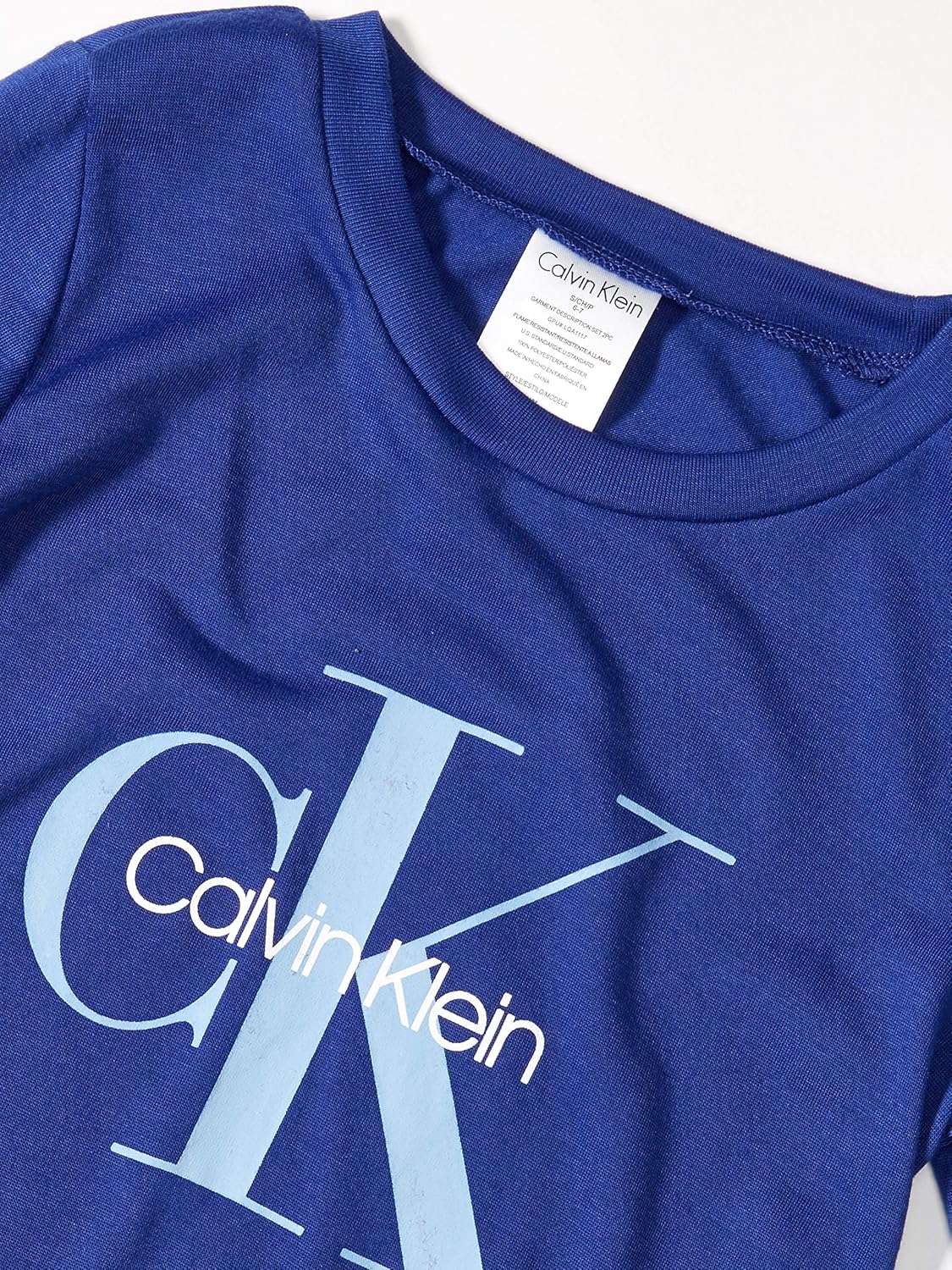 Calvin Klein Boys' Long Sleeve Tee & Plaid Jogger Pajama Set: Clothing
