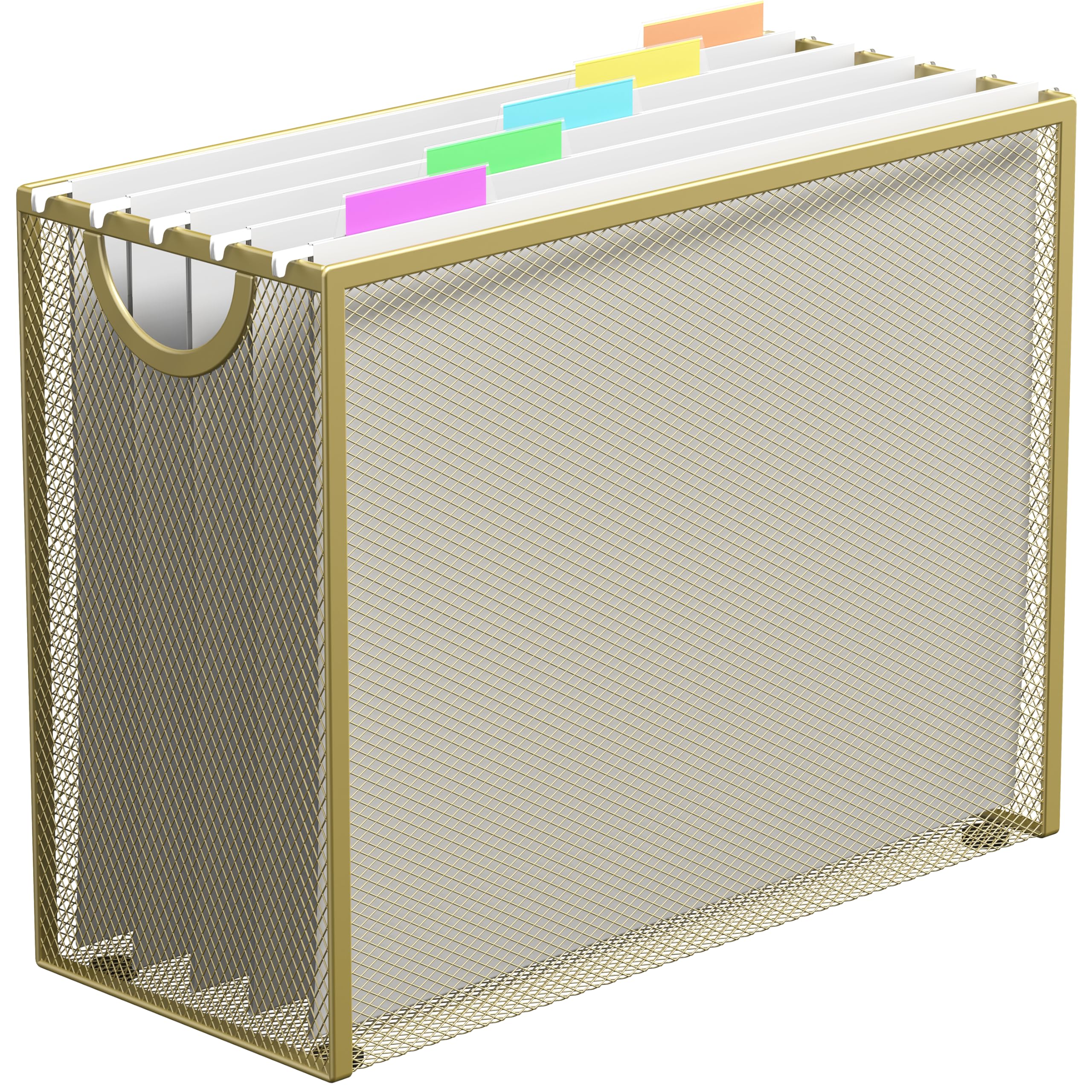 Photo 1 of GoldOrcle Hanging File Organizer, Letter-size File Holder Filing Box with 5 Hanging Folders, Metal Mesh Desk File Folder Storage(No Assembly Required)