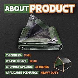RAINDEWAY Tarps 8x10 Feet,Tarp Waterproof,9Mil