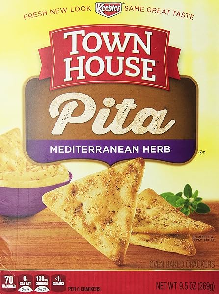 KEEBLER, TOWN HOUSE, PITA CRACKERS, MEDITERRANEAN HERB, 9.5OZ BOX (PACK OF 4)