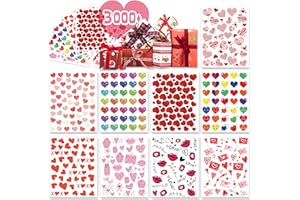 LINAYE Valentines Heart Stickers for Kids - 3000PCS Cute Valentines Day Stickers 72 Sheets Love Stickers for Cards Envelopes Craft Scrapbooking Valentine Day Party Supplies Favors for Girls Boys