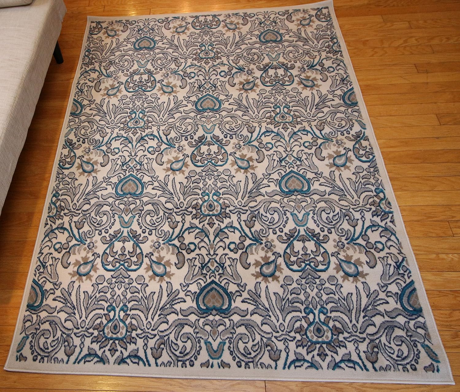 Amazon Com Generations New Contemporary Flowers Beige Navy Coral Blue Grey Modern Area Rug Rugs 8033 7 10 X 10 5 Home Kitchen
