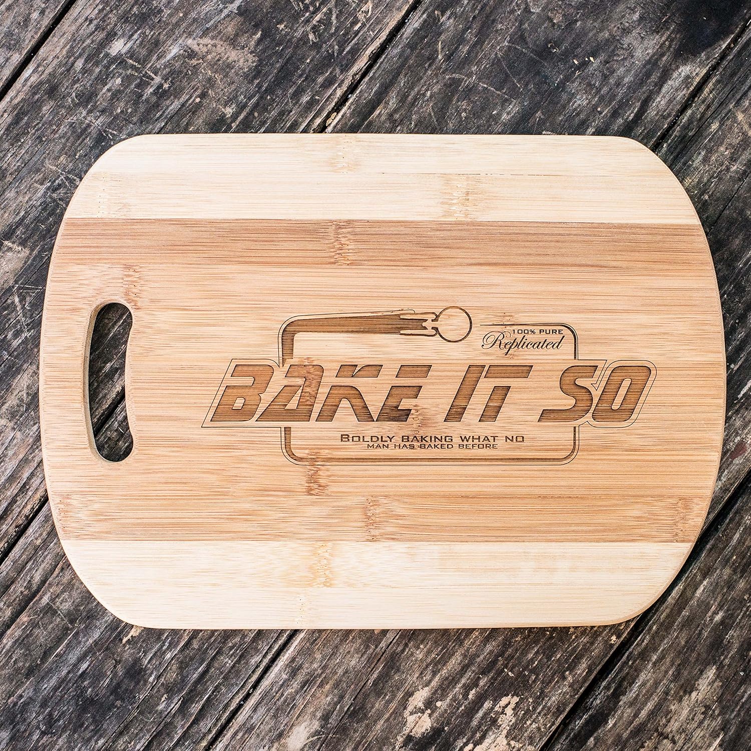 Bake It So Cutting Board 14''x9.5''x.5'' Bamboo Handmade