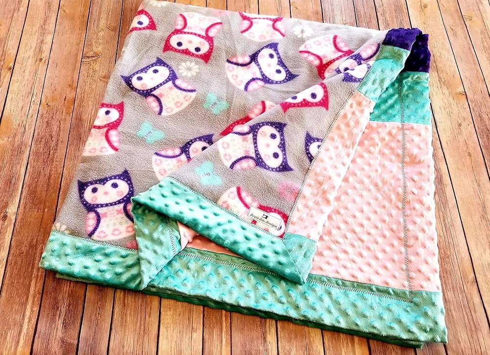 Owl Fleece Blanket, Owls Blanket, Minky Dot Blanket, Women